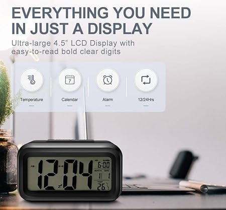 KAVSIYA Digital Alarm Clock Table Clock for Students Home Office Corporate with Automatic Sensor Date Temperature - Image 4