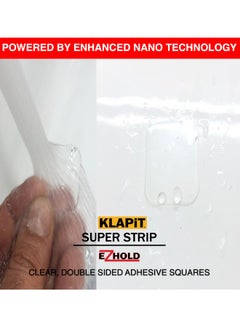 KLAPiT KLAPiT Super Strip EZHold - pre-cut 1"x1" Heavy-Duty Mounting Tape Squares, double sided, Waterproof, transparent Holds up to 15 LB (6.8 kg) instant, clean adhesion and leaves no residue (16pc)  - Image 3