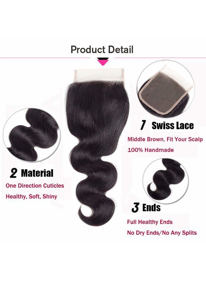 Amella Hair 8A Brazilian Body Wave Hair Bundles with Closure(18 20 22 +16 Free Part) 100% Unprocessed Brazilian Virgin Body Wave Hair Weave with 4x4 Closure Remy Hair - Image 4