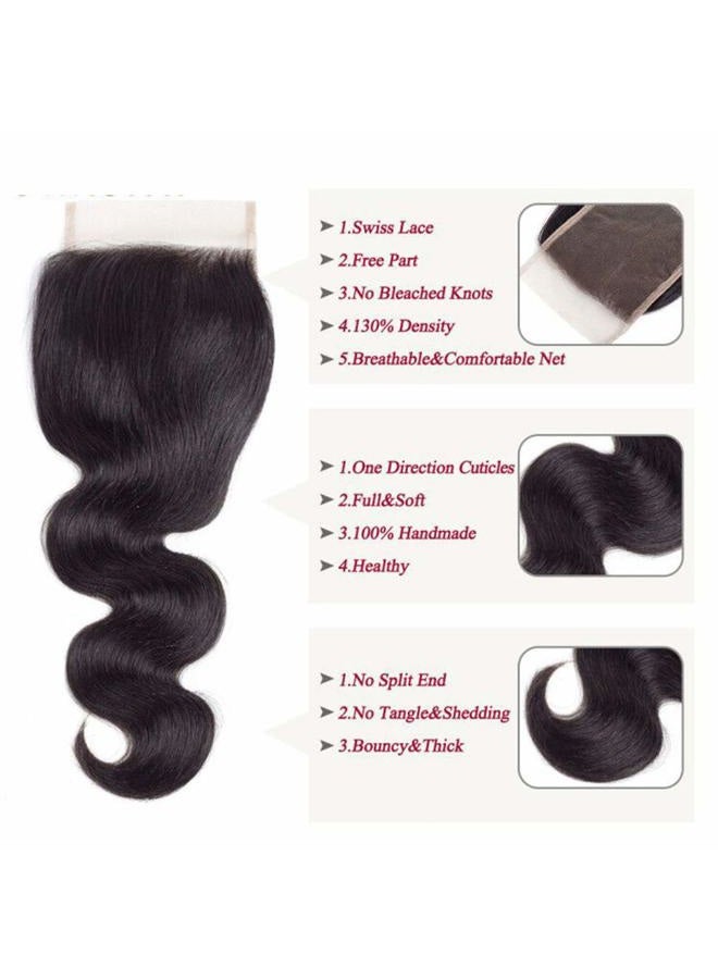 Amella Hair 8A Brazilian Body Wave Hair Bundles with Closure(18 20 22 +16 Free Part) 100% Unprocessed Brazilian Virgin Body Wave Hair Weave with 4x4 Closure Remy Hair - Image 5