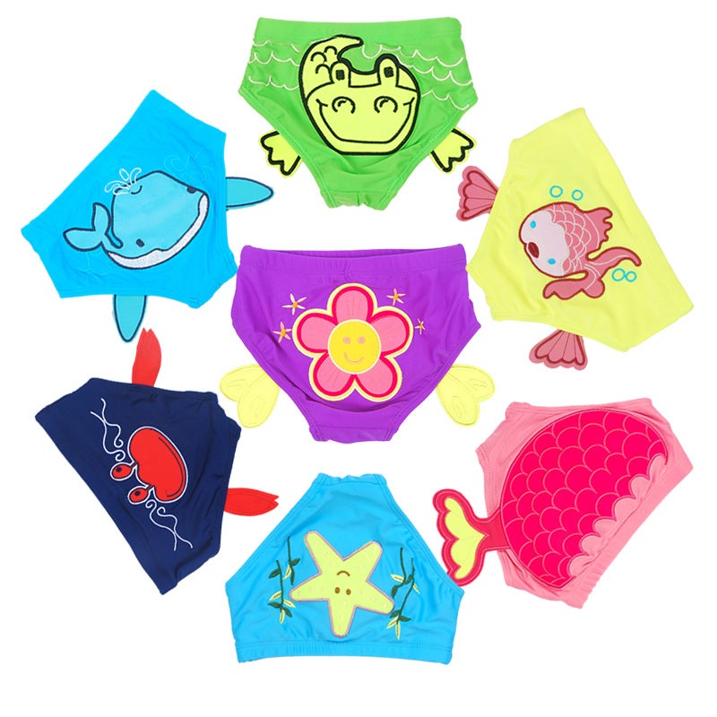 إسكدنيا Baby/child swimming trunks B10 baby baby swimming trunks briefs cute embroidered double-layer swimming trunks - Image 2