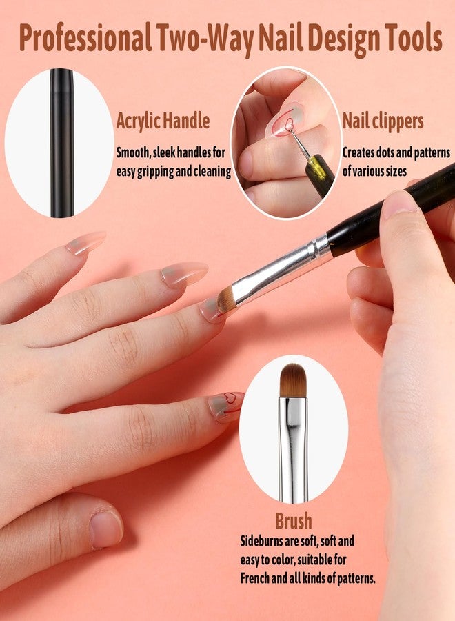 YQQYG French Brush, 2-Way French Brush for Nails, Nail Brushes for Nail Art Acrylic Nail Brush, French Tip Tool for Professional Manicure Nails Art Design - Image 4