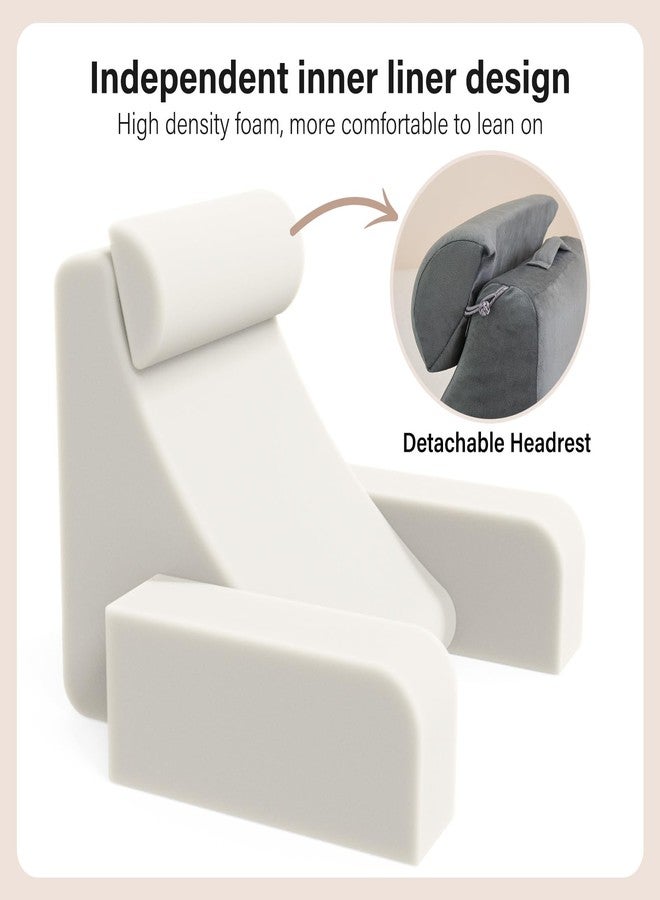 ENITYA Reading Pillow for Sitting in Bed Adult, 19" Back Support Pillow for Bed Sitting up, Backrest Cushion for Reclining,Gaming,Resting,Watching TV in Couch or Floor, Wedge with Arms, Medium(Grey) - Image 4