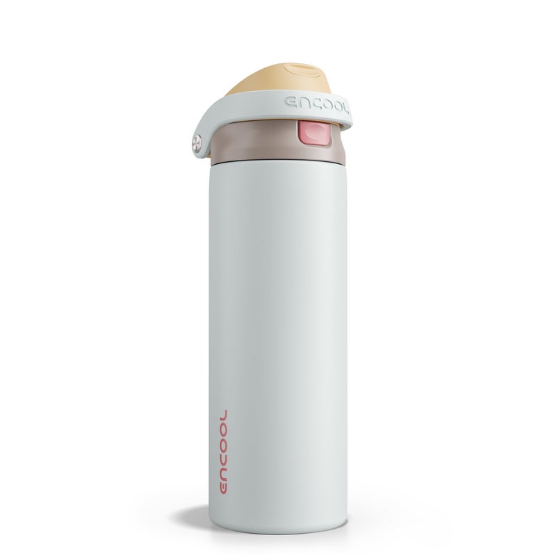 ENCOOL Leakproof Insulated Water Bottle with Straw Dual-Sip Water Bottle Bag-Safe Design for Work, Commute & Gym â€“ Keeps Drinks Cold All Day, 24 oz, Clay Grey - Image 1