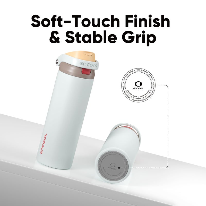 ENCOOL Leakproof Insulated Water Bottle with Straw Dual-Sip Water Bottle Bag-Safe Design for Work, Commute & Gym â€“ Keeps Drinks Cold All Day, 24 oz, Clay Grey - Image 5