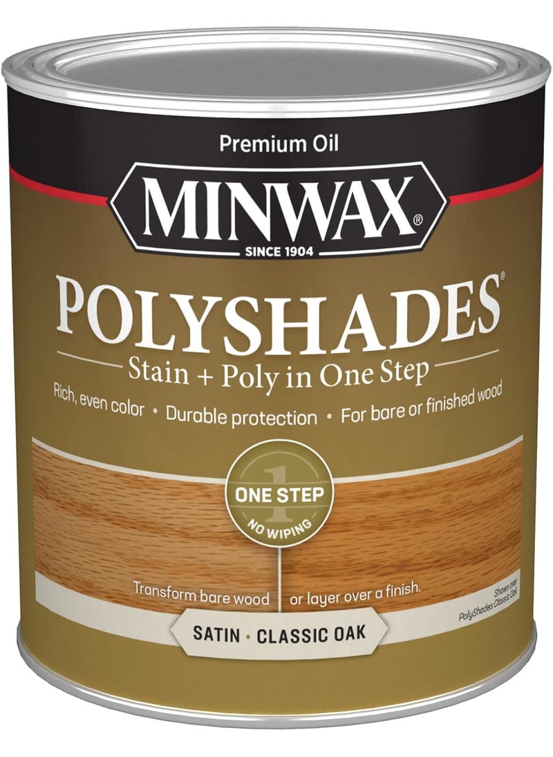 Minwax Minwax PolyShades Wood Stain  Polyurethane Finish  Quart Classic Oak Satin  - Image 1