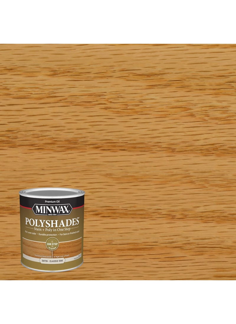 Minwax Minwax PolyShades Wood Stain  Polyurethane Finish  Quart Classic Oak Satin  - Image 3