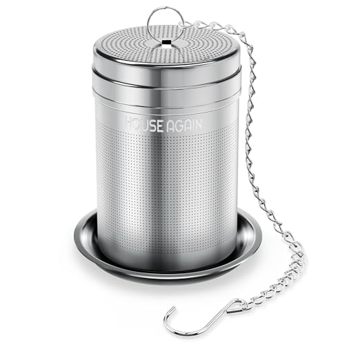 House Again Tea Infusers, Extra Fine Mesh Tea Strainers for Loose Tea, Updated Slim Threaded Lid & 304 Stainless Steel, Loose Leaf Tea Steeper for Brew Tea Spices & Seasonings - Image 1