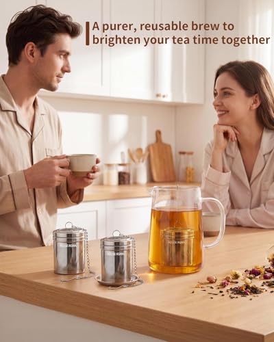 House Again Tea Infusers, Extra Fine Mesh Tea Strainers for Loose Tea, Updated Slim Threaded Lid & 304 Stainless Steel, Loose Leaf Tea Steeper for Brew Tea Spices & Seasonings - Image 5