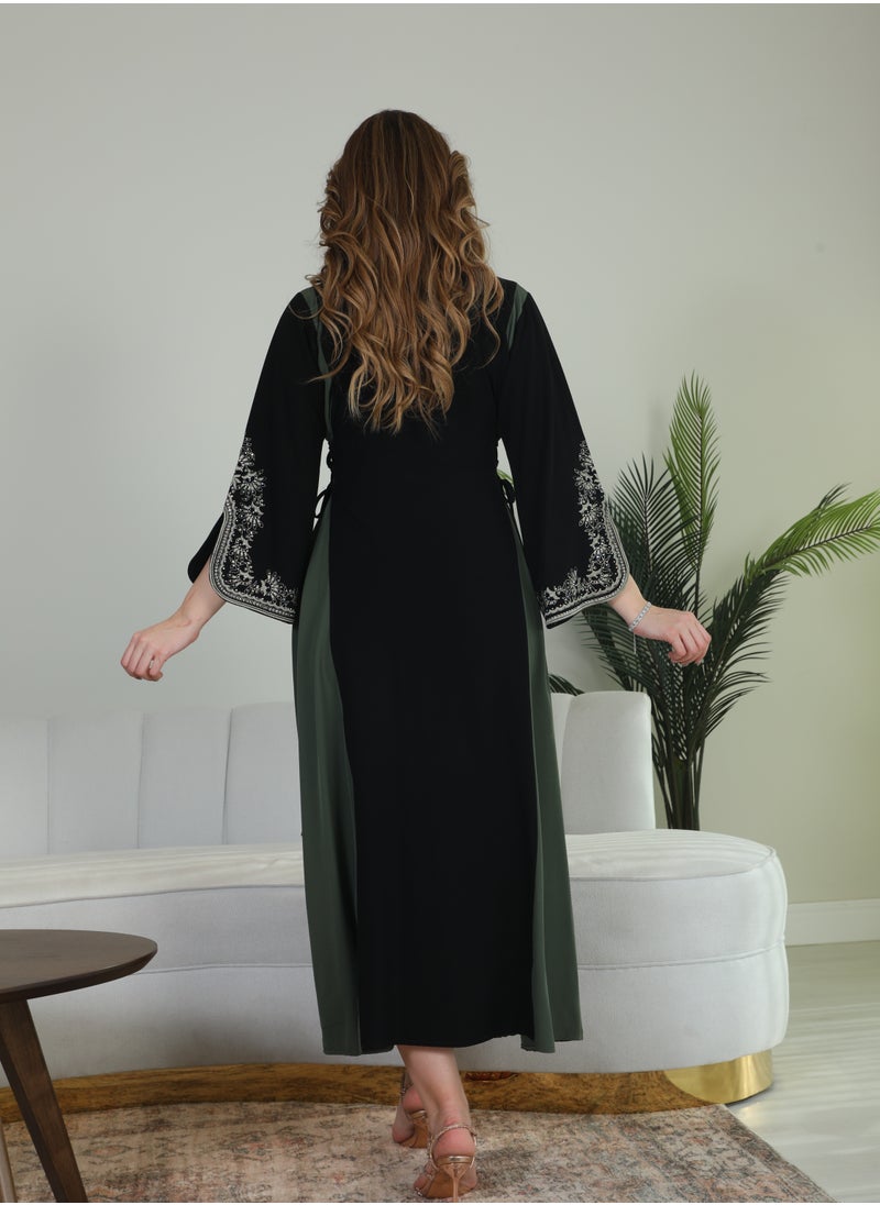 Bint Al Bilad Bint Al Bilad Women's Summer Long Luxury Jalabiya | Full-Length Kaftan Dress for Ramadan, Eid Ul Fitr, Wedding, Special Occasions | Embroidered Saudi Abaya | Modest Islamic Clothing  - Image 3