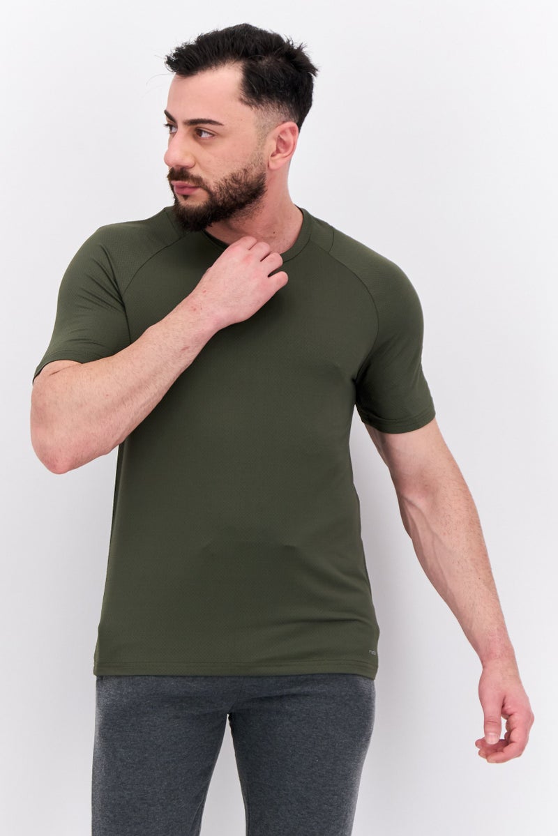 MOTION Men Sportswear Fit Short Sleeve Training T-Shirt, Olive - Image 1