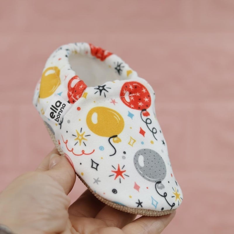 Ella Bonna Patterned Baby Booties, Non-Slip Sole, Home Nursery Shoes Slippers, Balloons  - Image 5