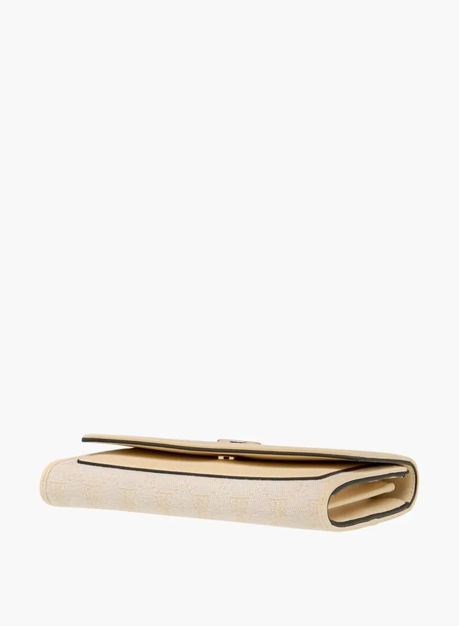 ELLE Women Monogram Textured Wallet with Button Closure