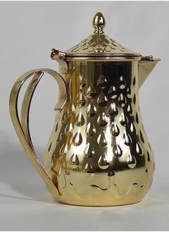 HTH Classic Arabic Style Water Drop Pattern Coffee Dallah Pot Rustproof Premium Stainless Steel Teapot Mirror Finish Coffee Kettle Easy Pour Spout Tea Kettle with Hinged Lid and Ergonomic Handle Dishwasher Safe Induction Safe Teapot for Office Home 1/1.5/2 L  - Image 4