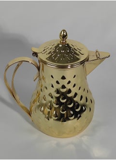 HTH Classic Arabic Style Water Drop Pattern Coffee Dallah Pot Rustproof Premium Stainless Steel Teapot Mirror Finish Coffee Kettle Easy Pour Spout Tea Kettle with Hinged Lid and Ergonomic Handle Dishwasher Safe Induction Safe Teapot for Office Home 1/1.5/2 L  - Image 2