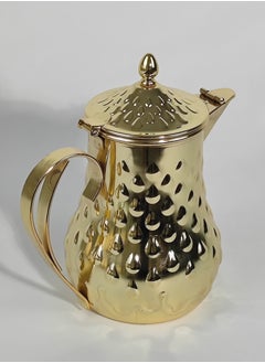 HTH Classic Arabic Style Water Drop Pattern Coffee Dallah Pot Rustproof Premium Stainless Steel Teapot Mirror Finish Coffee Kettle Easy Pour Spout Tea Kettle with Hinged Lid and Ergonomic Handle Dishwasher Safe Induction Safe Teapot for Office Home 1/1.5/2 L  - Image 3