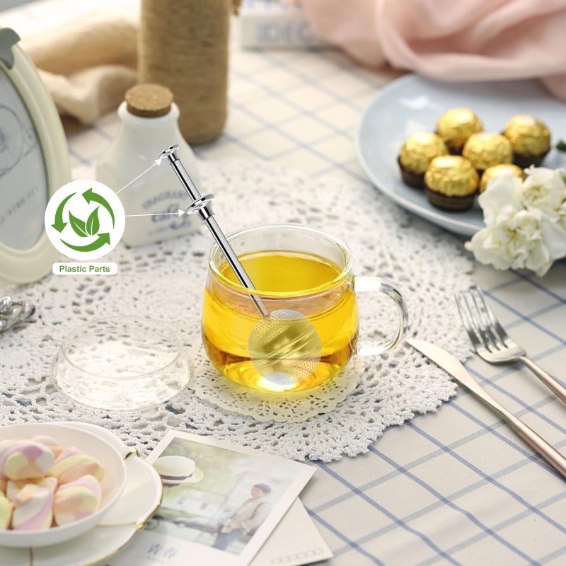 Numola Long Handle Tea Ball Stainless Steel, 2Pcs Premium Tea Infuser Filter for Loose Leaf Tea, Reusable Fine Mesh Tea Interval Diffuser Strainer for Cup and Teapot - Image 5