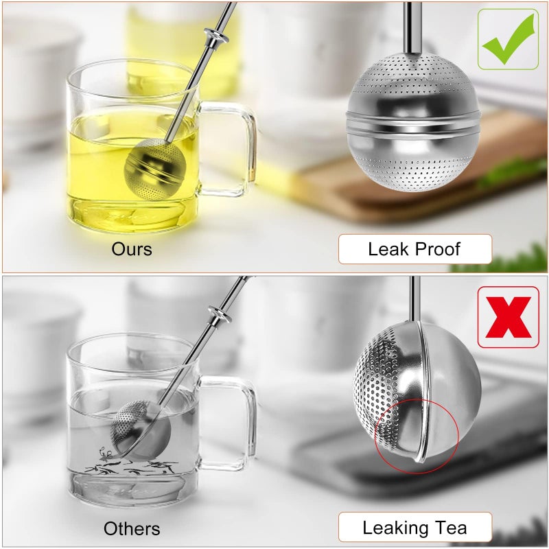 Numola Long Handle Tea Ball Stainless Steel, 2Pcs Premium Tea Infuser Filter for Loose Leaf Tea, Reusable Fine Mesh Tea Interval Diffuser Strainer for Cup and Teapot - Image 4