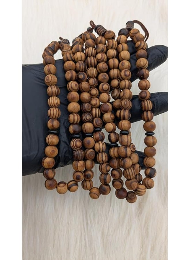سبحة من خشب ساج الزيتون الطبيعي . ( 4 قطع ) فكرة للهدايا والمناسبات . 33 حبه . عبوة اقتصادية شكل انيق لتجزيع الخشب فى كل حبه - Image 2