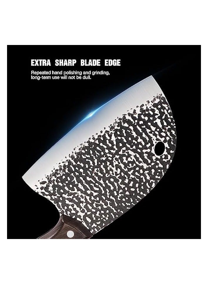 erorex Meat Cleaver Knife 6.2 inches, Ultra Sharp Lightweight Vegetable Kitchen Knife, Full-tang Chopping Knife Serbian Chefs Knife - Image 4