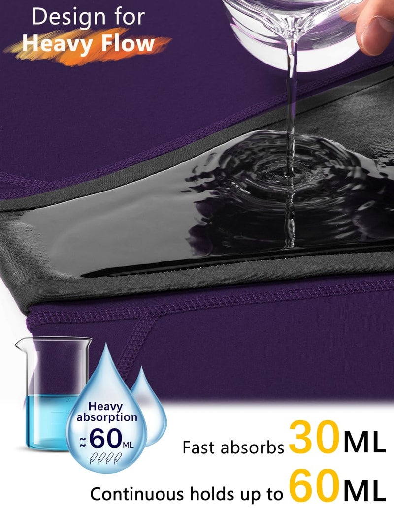 Allbase Incontinence Underwear for Women Washable Period Boxers Briefs Heavy Flow Leakproof Overnight High Absorbency Menstrual Postpartum Bladder Control Boyshorts Panties 3X-Large Pack of 2 - Image 2