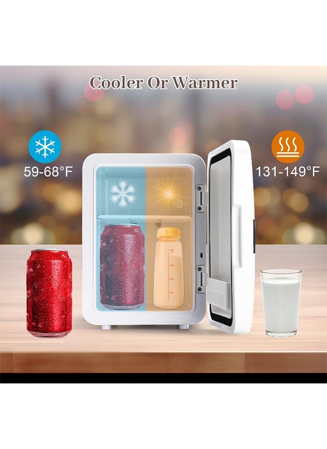 Joshberg Mini Fridge,Portable Cooler & Warmer Small Portable Refrigerator for Offcie, Car, Cosmetics, Food, AC/DC Mini Fridge Cooler 6 Can Portable Fridge, White  - Image 2