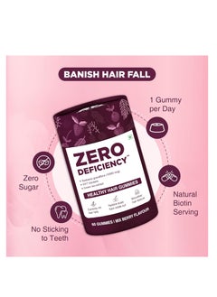 Zero Healthy Hair Gummies with Biotin   With Vitamin A C  E  Zinc  Fibre  Sesbania Grandiflora and  DHT Blocker   For Healthy and Strong Hair  60 Days Pack 100% Vegan  Hair Growth Solution  - Image 2