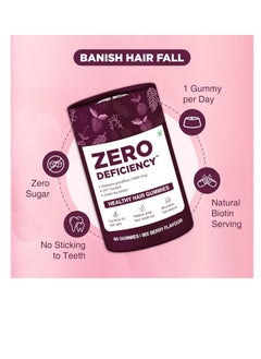 Zero Healthy Hair Gummies with Biotin   With Vitamin A C  E  Zinc  Fibre  Sesbania Grandiflora and  DHT Blocker   For Healthy and Strong Hair  60 Days Pack 100% Vegan  Hair Growth Solution  - Image 3