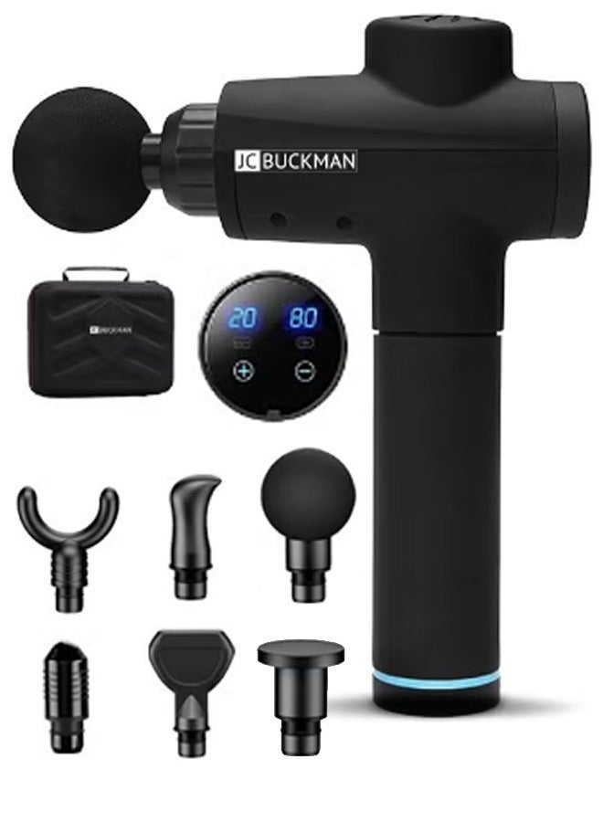 JCBUCKMAN BlissUs Deep Tissue Percussion Massage Gun – Powerful Portable Massage Gun for Full Body Massage & Targeted Pain Relief, Advanced Muscle Recovery Device for Soreness Relief & Relaxation, Multiple Speed Levels with Adjustable Massage Heads, Quiet High-Performance Motor, Ergonomic Handheld Design, Ideal Massage Gun for Athletes, Home Use, Back, Neck, Shoulder & Leg Therapy