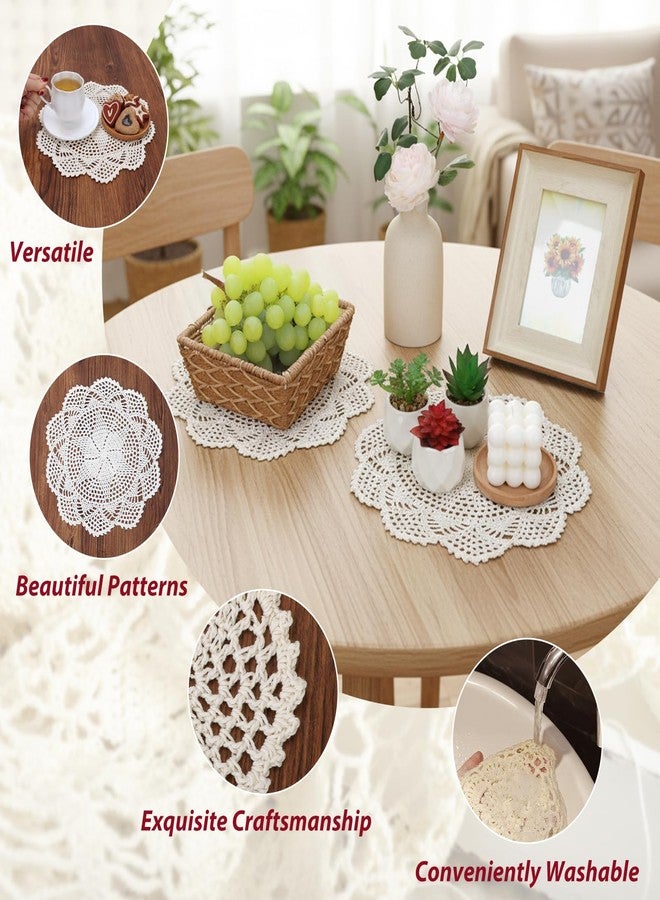 kilofly Crochet Cotton Lace Table Placemats Doilies Value Pack, 4pc, Hexa, Beige, 12 inch - Image 3