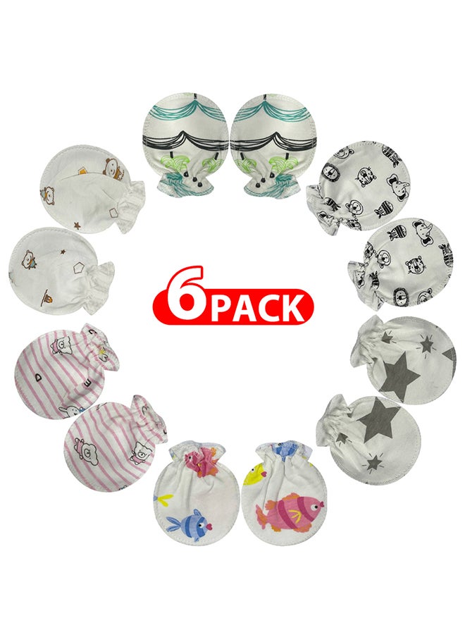 MARGOUN 6 Packs Newborn Baby Mittens Anti Scratch Baby Mittens No Scratch Mittens Baby Gloves for 0-6 Months Boys Girls Multicolour  - Image 1