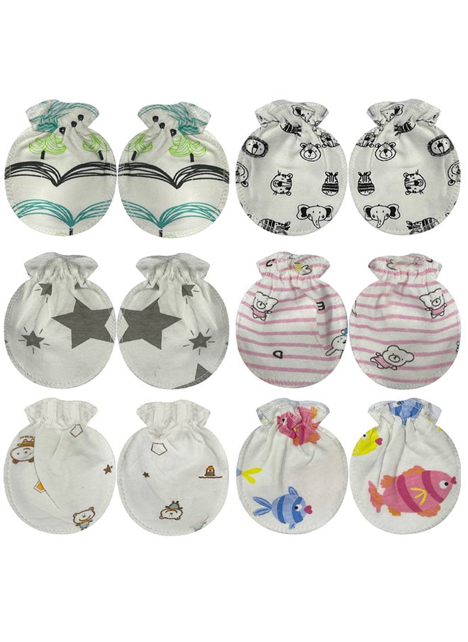 MARGOUN 6 Packs Newborn Baby Mittens Anti Scratch Baby Mittens No Scratch Mittens Baby Gloves for 0-6 Months Boys Girls Multicolour  - Image 2