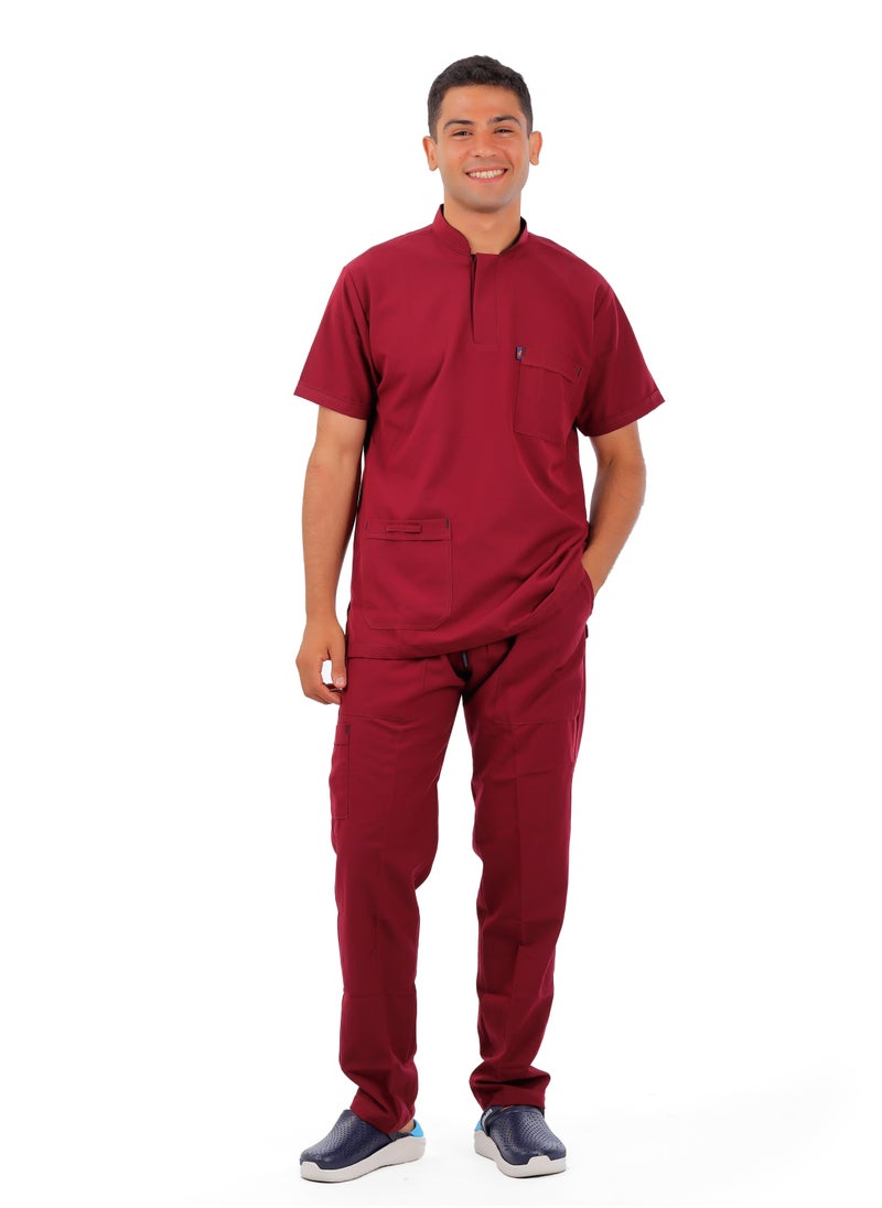 APEX Royal Scrub 1/2 Sleeve Male Crimson S MIX C  Press button  - Image 1