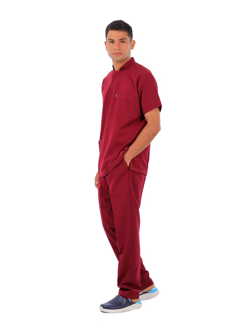 APEX Royal Scrub 1/2 Sleeve Male Crimson S MIX C  Press button  - Image 2