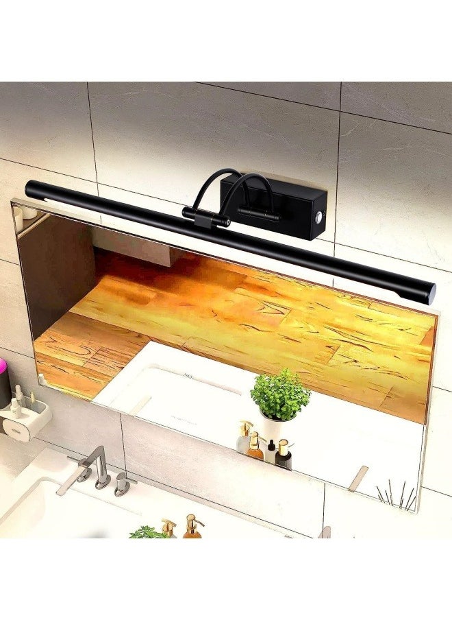 HUA QIANG WANG - Black LED Mirror Front Light Bathroom Vanity Light Fixture with Switch, 15W 60CM Cabinet Picture Wall Lights, 3-Color Indoor Lighting Wall Sconce Bedside Reading Lamp - Image 1