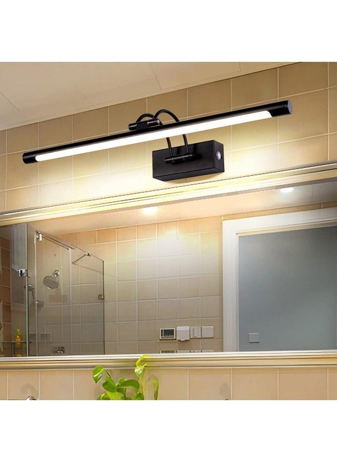 HUA QIANG WANG - Black LED Mirror Front Light Bathroom Vanity Light Fixture with Switch, 15W 60CM Cabinet Picture Wall Lights, 3-Color Indoor Lighting Wall Sconce Bedside Reading Lamp - Image 1