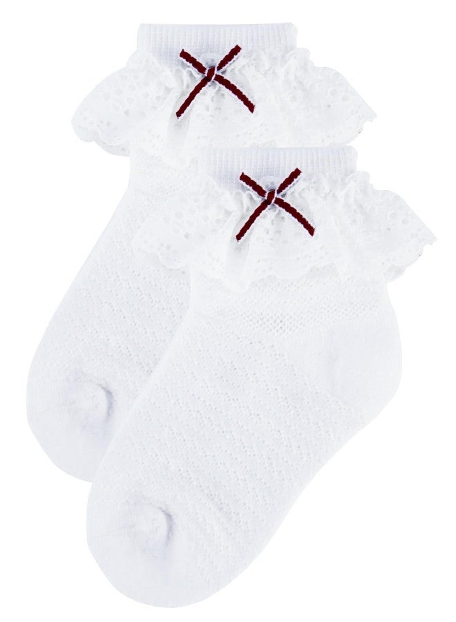 PrinceSasa Summer Ruffle Socks Double Lace Frilly Dress Socks Kids Wedding Girls Socks for Baby (Pack of 2),2E1,size 5-6 Years(6Y) - Image 3