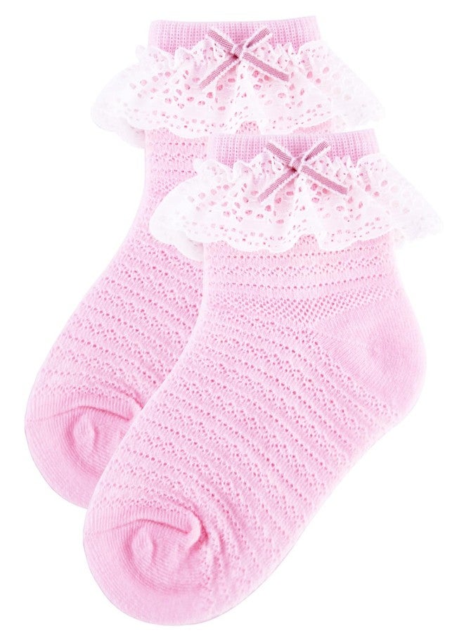 PrinceSasa Summer Ruffle Socks Double Lace Frilly Dress Socks Kids Wedding Girls Socks for Baby (Pack of 2),2E1,size 5-6 Years(6Y) - Image 2