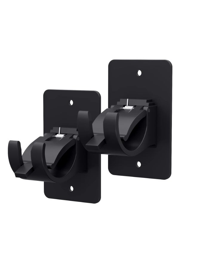 RAHAYM 2 Pieces Self Adhesive Curtain Rod Bracket, Universal Plastic Curtain Rod Holders, No Drill Curtain Rod Brackets Curtain Rod Hooks for Bathroom, Bedroom, Livingroom, Kitchen (Black) - Image 1