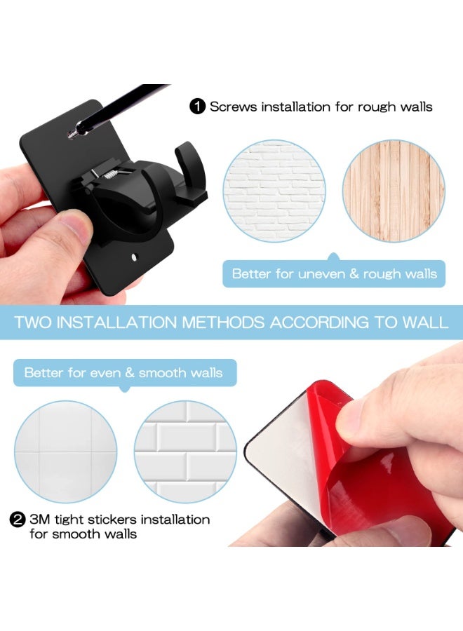 RAHAYM 2 Pieces Self Adhesive Curtain Rod Bracket, Universal Plastic Curtain Rod Holders, No Drill Curtain Rod Brackets Curtain Rod Hooks for Bathroom, Bedroom, Livingroom, Kitchen (Black) - Image 5