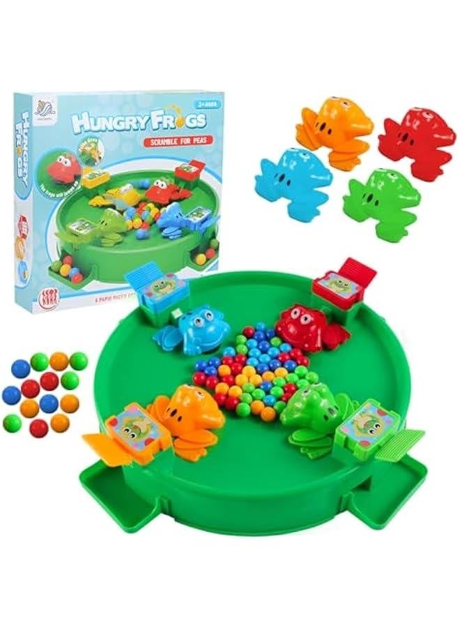 Classic Hungry Kids Board Games-Plastic Intense Game of Quick Reflexes Bead Toy,Children's Preschool Desktop Toy,Frog Eating Beads Game Fine Motor Training Toy for Kid Adult 2 to 4 Play - Image 1