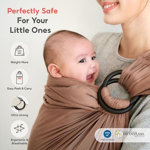 Mamaway Baby Ring Sling Carrier Newborn and Toddler Sling Supports up to 165lbs IHDI Certified Rayon Linen Made Soft Breathable Nylon 66 Safety Rings Storage Pocket Design - Image 3