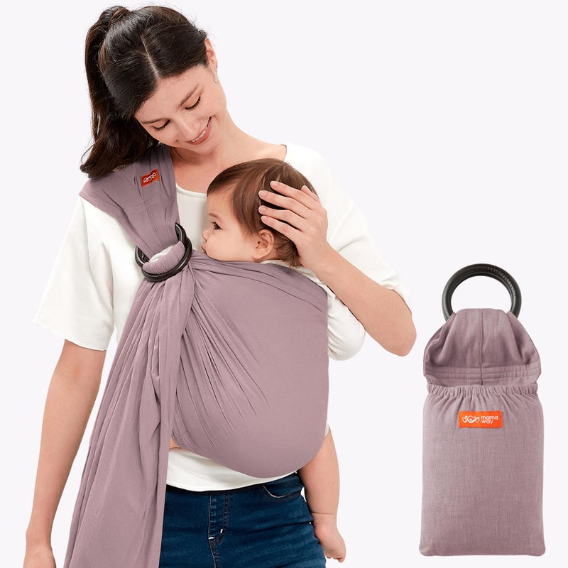 Mamaway Baby Ring Sling Carrier Newborn and Toddler Sling Supports up to 165lbs IHDI Certified Rayon Linen Made Soft Breathable Nylon 66 Safety Rings Storage Pocket Design - Image 2