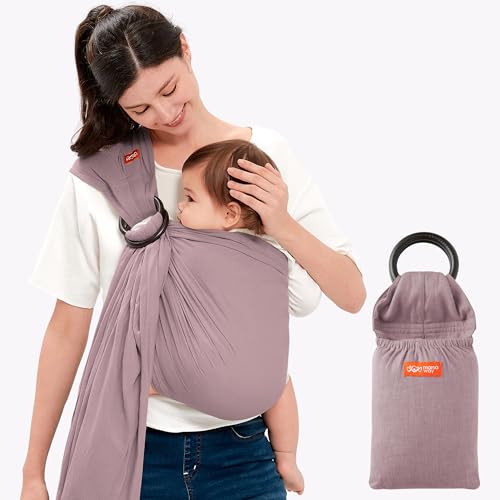 Mamaway Baby Ring Sling Carrier Newborn and Toddler Sling Supports up to 165lbs IHDI Certified Rayon Linen Made Soft Breathable Nylon 66 Safety Rings Storage Pocket Design - Image 1