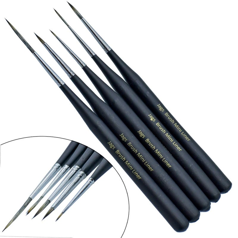 Brush Mini Liner Black Handle Set of 5 Pcs  - Image 2