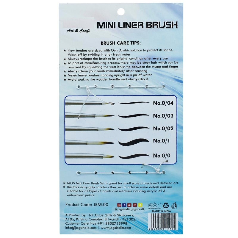 Brush Mini Liner Black Handle Set of 5 Pcs  - Image 4