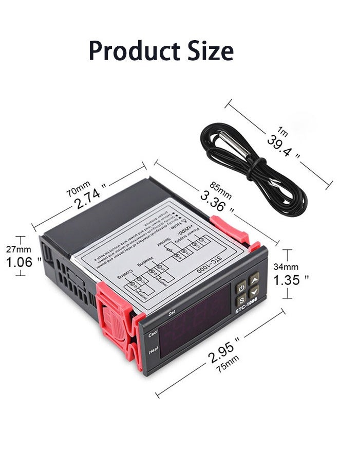 GMORO - Digital Temperature Controller STC-1000 Intelligent Temperature Regulator AC 110~220V Refrigerator Thermostat Support Heating/Cooling/Temperature Correction/Delayed Start/High or Low Temperature Alarm - Image 1