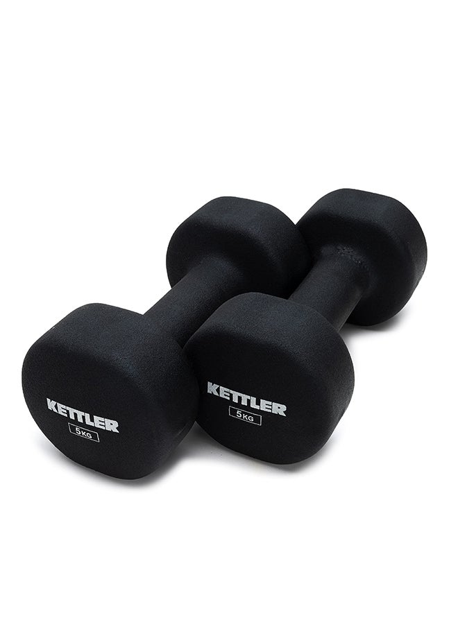 KETTLER - Neoprene Dumbbells of 10Kg (22LB) Includes 2 Dumbbells of 5Kg (11LB) | Material : Iron with Neoprene Coat | Exercise and Fitness Weights at Home/Gym | Unisex - Image 1