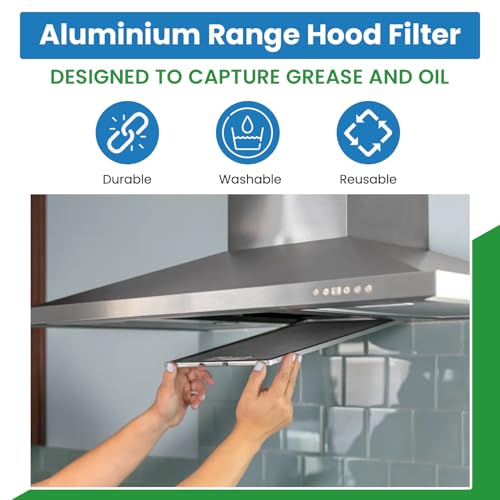 Filter Everything Replacement Range Hood Filter, Compatible with Broan BPS1FA30 & GE WB02X10713 – 11‑3/4″ × 14‑1/4″ × 3/8″ Aluminum Grease Filter, 2‑Pack - Image 2