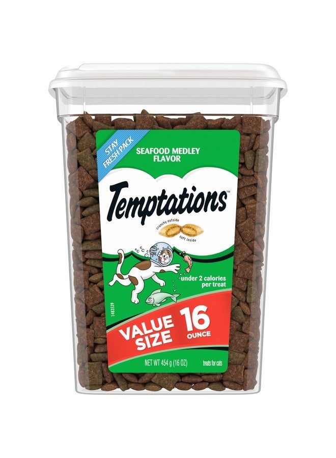 Temptations Classic Crunchy and Soft Cat Treats Seafood Medley Flavor, 16 oz. Tub - Image 1